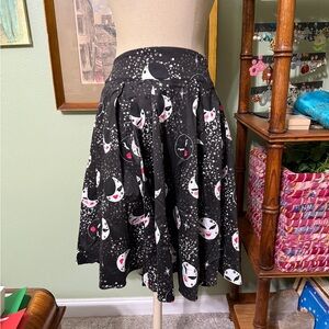 Black and White Retro Full Midi Skirt